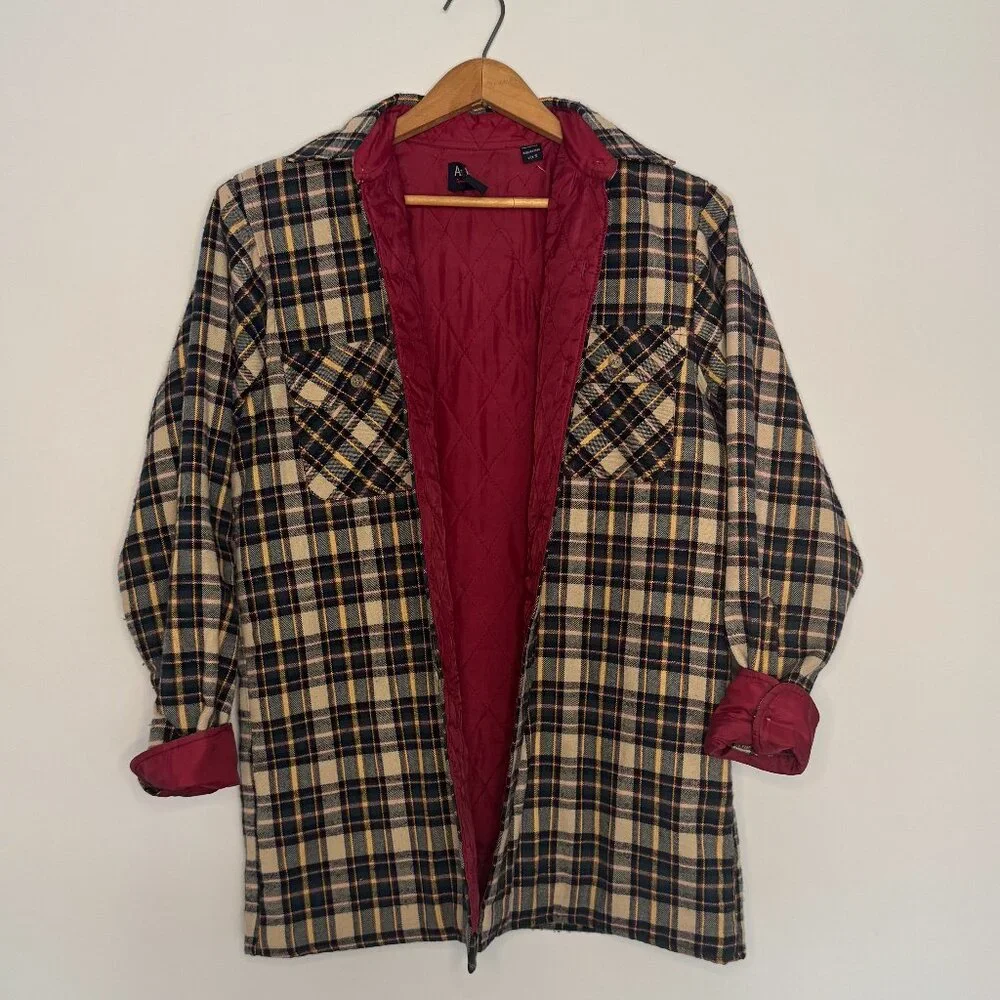 Vintage 1980s Arrow Chore Coat | Earthy Plaid Quilted Lining Shacket Men S - Picture 1 of 8